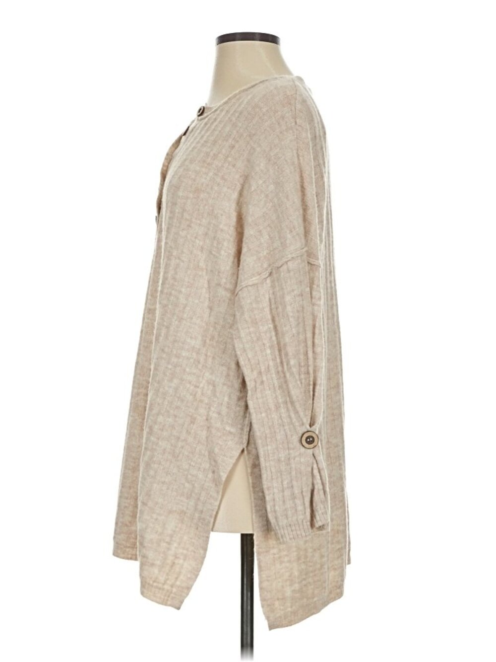 Intimately Free People Around the Clock Oversized Sweater Rib Knit Small Oatmeal - Picture 7 of 10